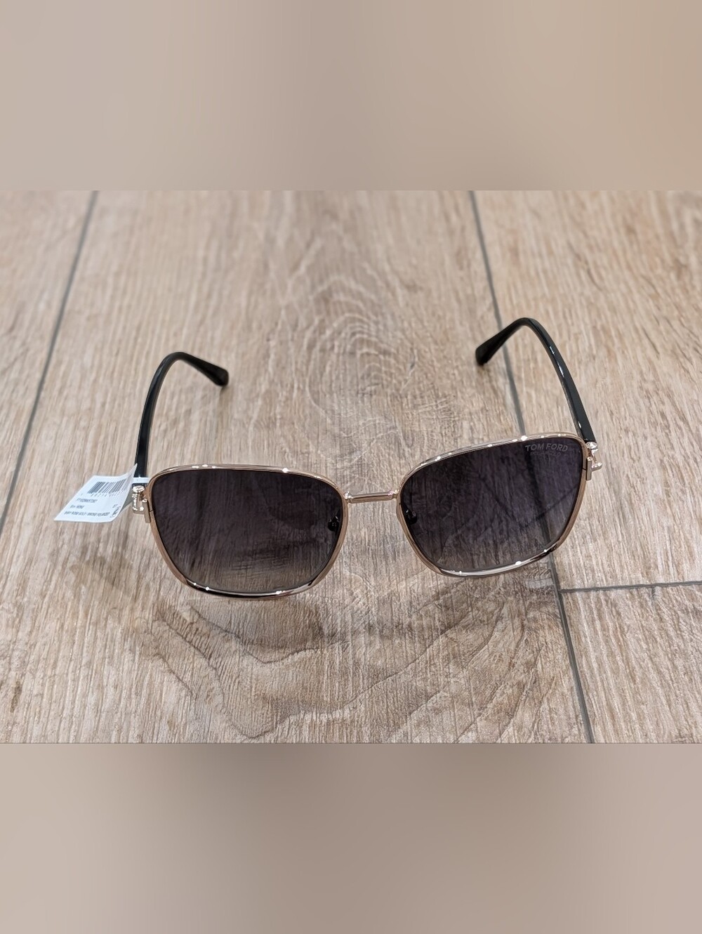$630 Mens Authentic TOM FORD 57mm Square Sunglasses Rose Gold/Smoke